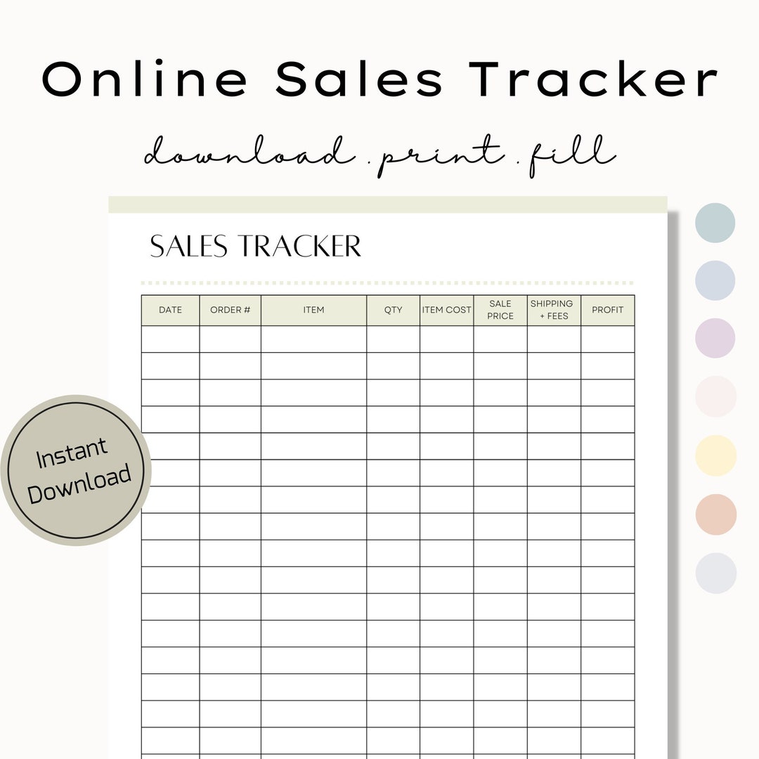 Printable Sales Tracker Online Small Business Sales Log - Etsy