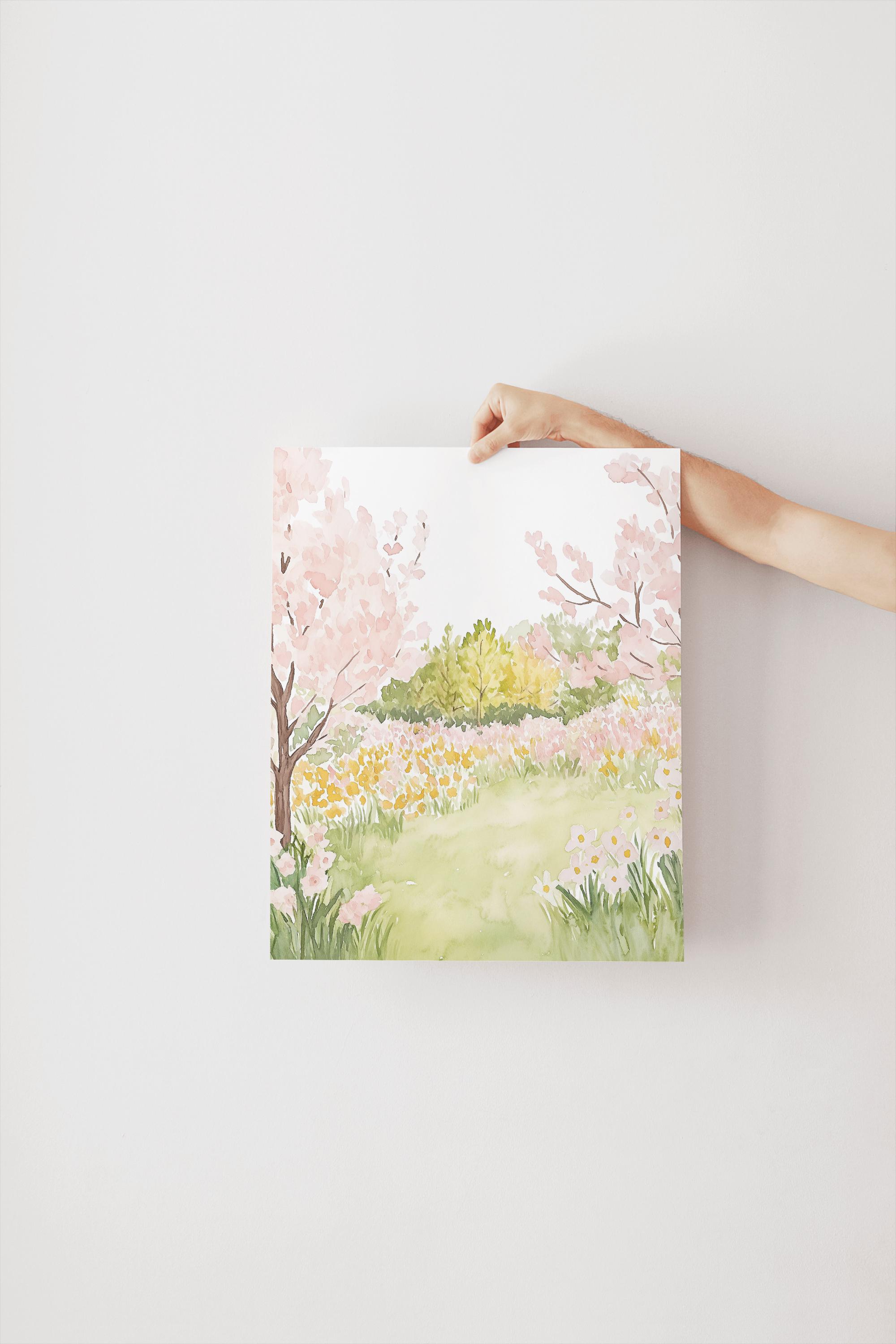 Watercolor Pink Floral Nursery Print, Baby Girl Nursery, Soft Pink ...