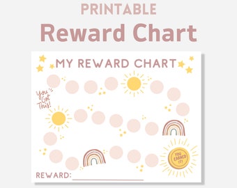 Boho Rainbow Reward Chart, Printable Sticker Chart, Toddler Reward Chart, Chore Chart, Kids Behavior Chart, Printable Rainbow Reward Chart