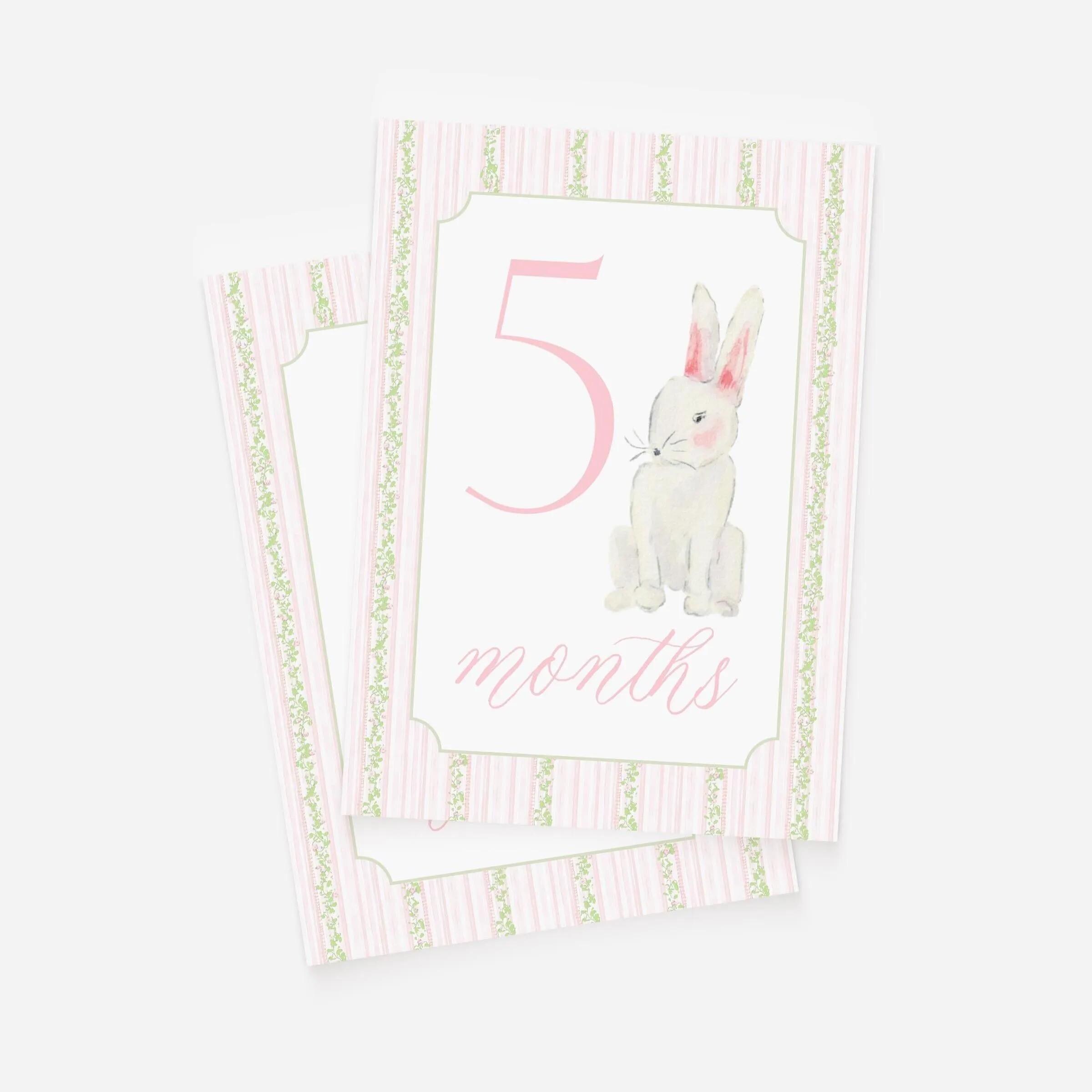 Baby Girl Milestone Cards, Watercolor Pink Green Floral Milestone Cards ...