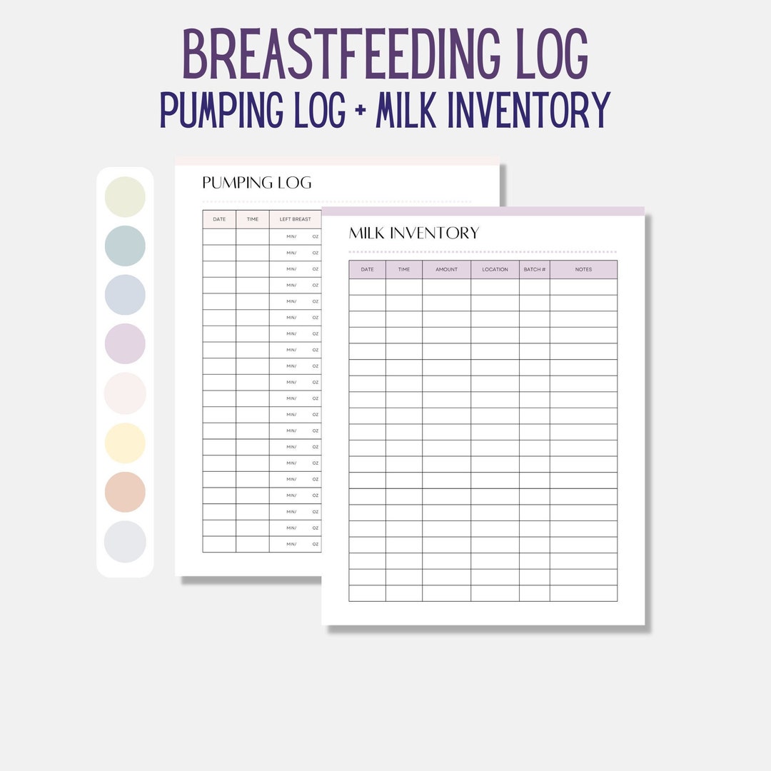 Breastfeeding Log Pumping Log Breastmilk Inventory Tracker Etsy