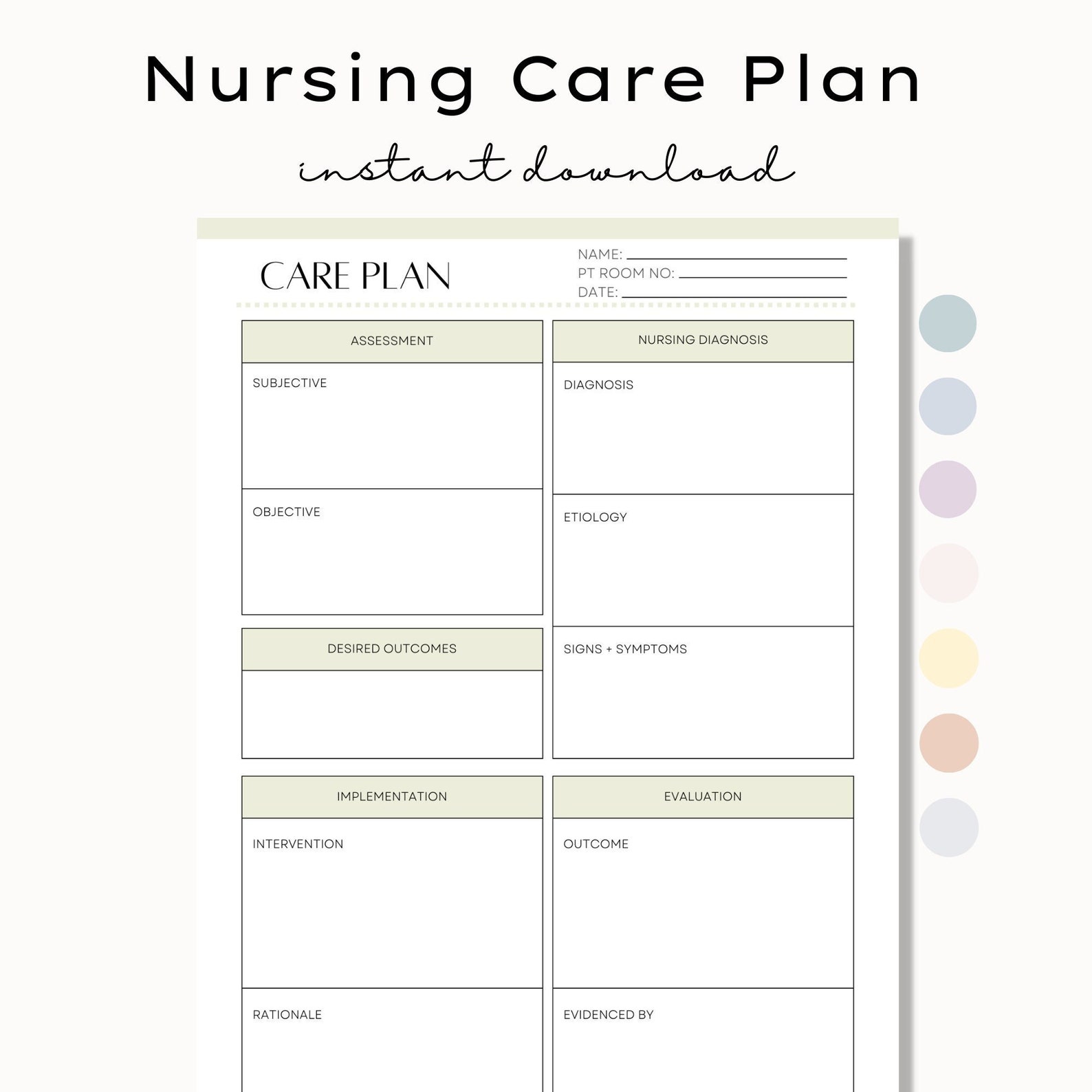 Printable Nursing Care Plan Nurse Care Plan Template Nursing - Etsy Canada