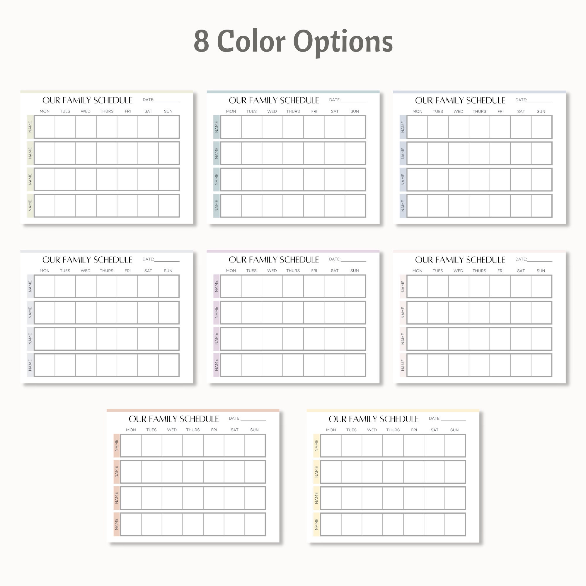 Weekly Family Schedule, Weekly Family Planner Printable, Customizable ...