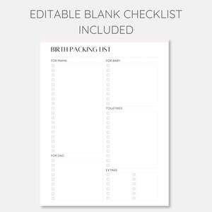 Hospital Bag Packing List, Birth Packing List, Labor and Delivery Checklist, Birth Bag Checklist ...