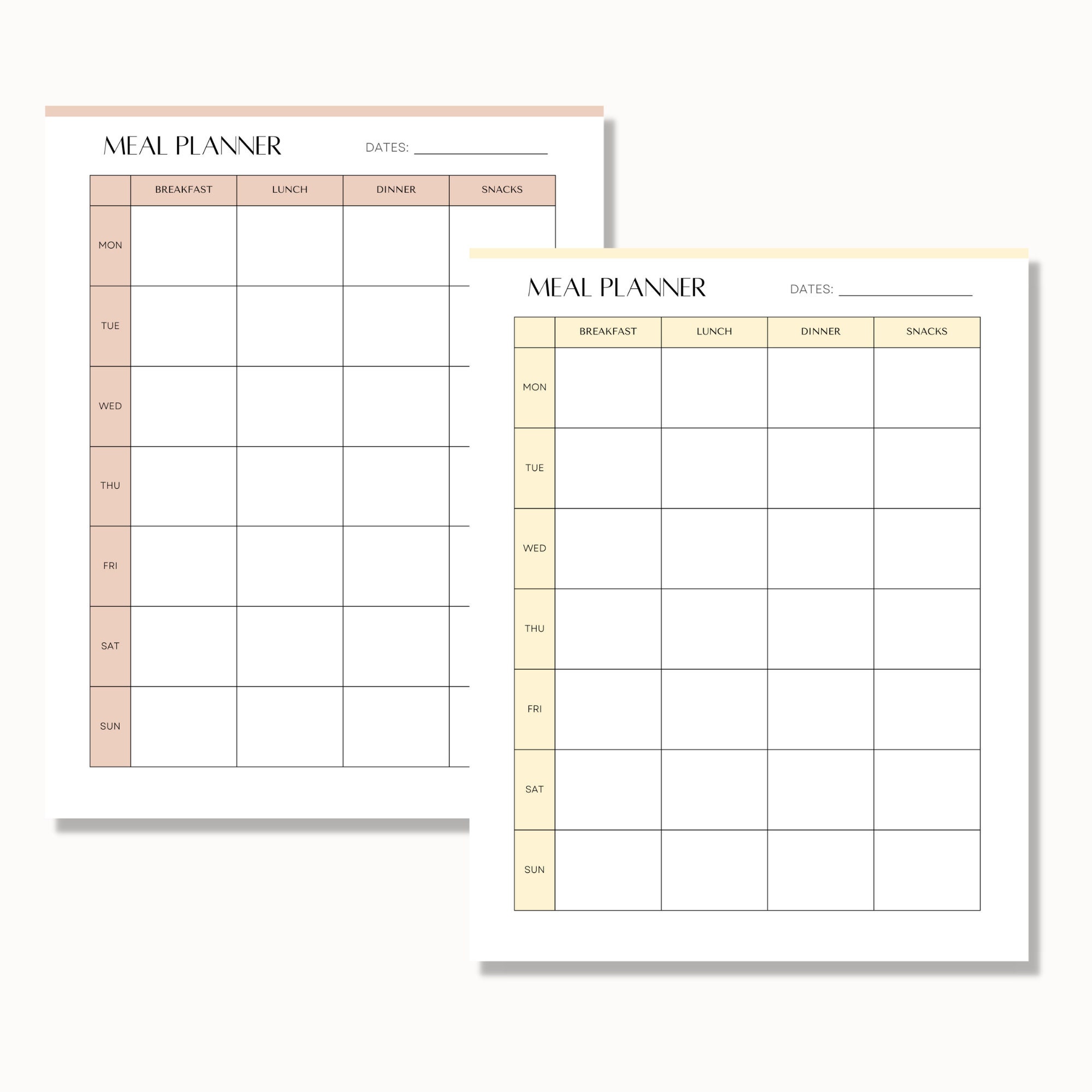 Printable Weekly Meal Planner, Weekly Meal Prep Template, Dinner Plans