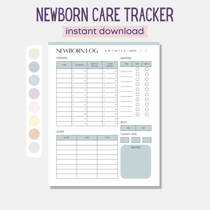 Newborn Daily Care Log, Breastfeeding Log, Baby Feeding Log, Baby Tracker, Newborn Feeding Log ...