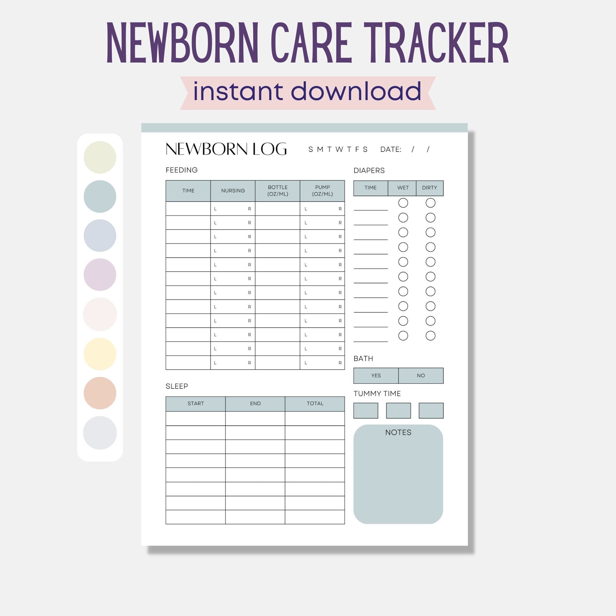 Newborn Daily Care Log New Baby Log Breastfeeding Log Etsy