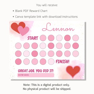 Hearts Reward Chart, Printable Sticker Chart, Editable Hearts Chart ...