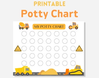 Construction Potty Chart, Potty Training Chart, Sticker Potty Chart, Boy Potty Training Reward Chart Printable, Preschool Reward Chart