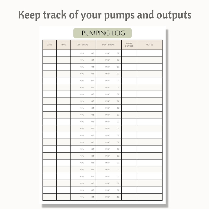 Breastfeeding Log Pumping Log Breastmilk Inventory Tracker - Etsy