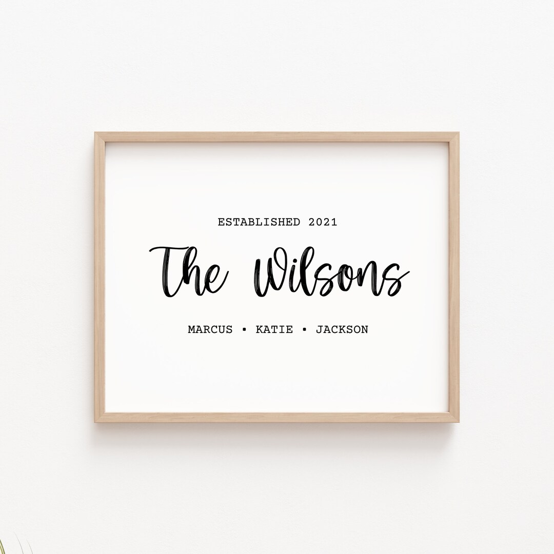Personalized Family Name Sign Printable Last Name Sign Custom - Etsy