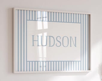 Baby Name Nursery Wall Art, Boy Nursery Wall Art Decor, Baby Name Nursery Decor, Girl Nursery Print, Vintage Style Nursery, Stripe Nursery