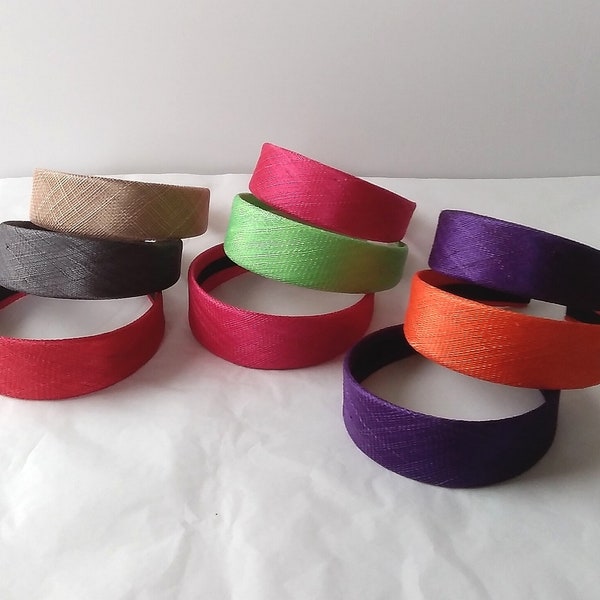 Wide headband in sinamay and satin, millinery supplies, hat fascinator making, hair accessories