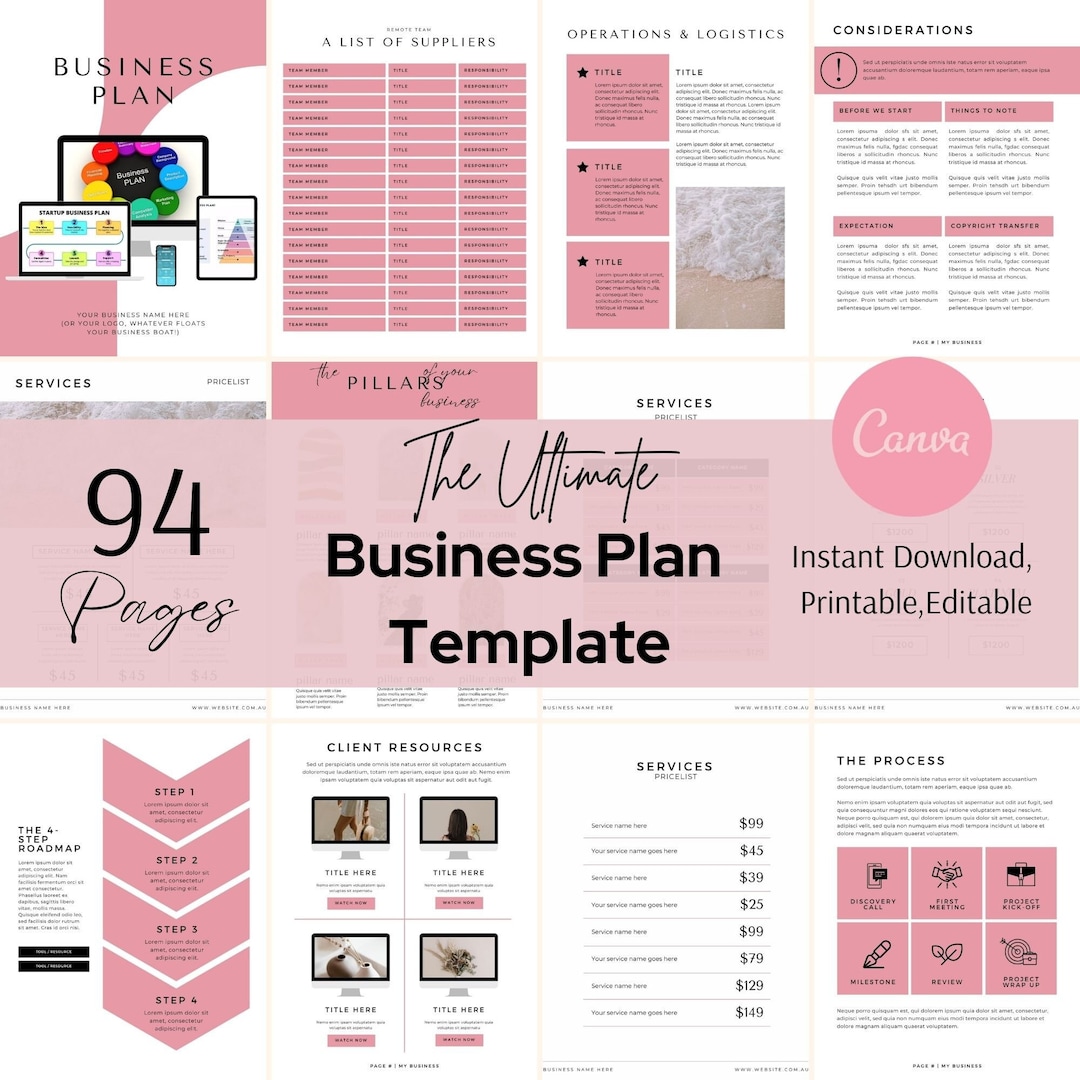 Business Plan, Business Template, Canva Template, Business Planner