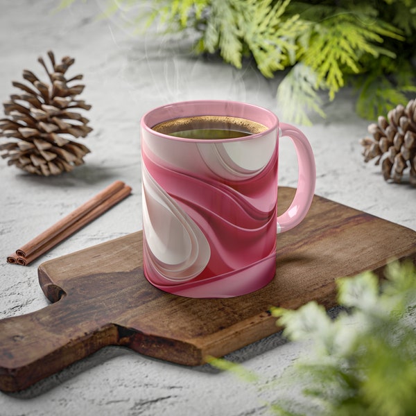 Roze mok, kleurrijke roze koffiemok, handgemaakte keramische koffiemok, 11oz koffiemok, mooie mok koffie minnaar cadeau