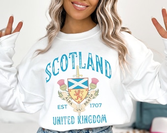 Retro Scotland Sweatshirt, Vintage Scottish Sweater, Unisex Alba Shirt, Caledonia Scotsman Crewneck, Europe Vacation trip Jumper