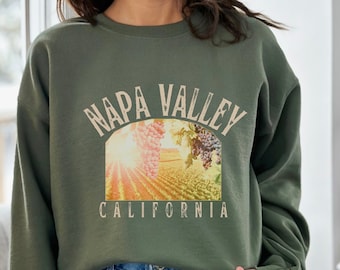 Sudadera retro del Valle de Napa, California, con estampado de viñedos