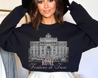 Retro Rome Trevi Fountain Sweatshirt, Vintage Italy Travel Crewneck