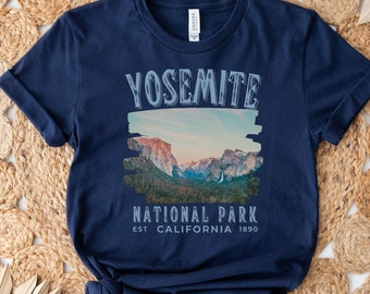 Unisex Yosemite National Park California T-Shirt Camping Shirt Gift Hiking tshirt souvenir Mountain lover tee Retro adventure travel shirts