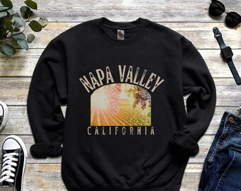 Sudadera retro del Valle de Napa, cuello redondo para viaje a bodegas de California