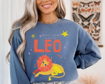 Leo Zodiac Comfort Colors Sweatshirt, Astrology Birthday Gift