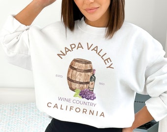 Sudadera de la región vinícola del valle de Napa, con estampado de acuarela de California