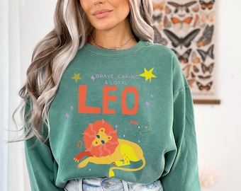 Leo Sternzeichen Komfort Farben Sweatshirt Astrologie Geburtszeichen Pullover Horoskop Shirt Geburtstag Geschenk Bday Pullover himmlisch Rundhalspullover