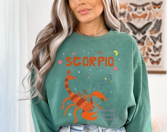 Scorpio Zodiac Comfort Colors Sweatshirt, Astrology Birth Sign Sweater, Horoscope Birthday Gift Shirt,  Bday Celestial Crewneck jumper