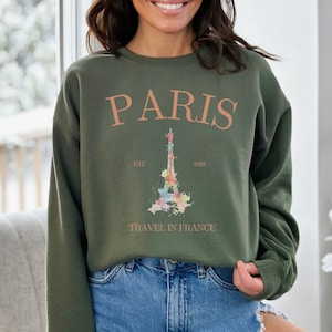 Paris France Water Color Eiffel Tower Sweatshirt, Europe Travel Vacation Sweater, Gift for Paris lover, France Souvenir, trendy shirt