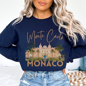 ユニセックス モンテカルロ カジノ スウェットシャツ、モナコ フランス セーター、ヨーロッパ バケーション トリップ シャツ、男性へのギフト、女性へのギフト、女子旅行パーカー