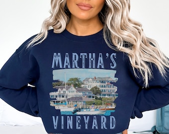 Retro Martha's Vineyard Sweatshirt, Vintage Massachusetts Crewneck