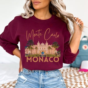 モンテカルロ カジノ モナコ スウェットシャツ ユニセックス グラフィック フランス セーター ヨーロッパ 旅行 バケーション シャツ 彼女と彼へのギフト 女子旅 クルーネック