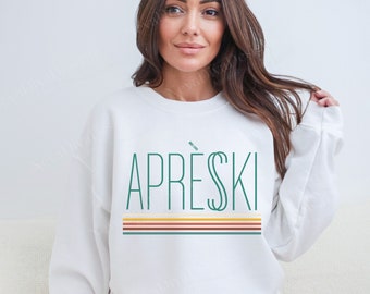Retro Apres Ski Sweatshirt, Minimalist Skiing Pullover