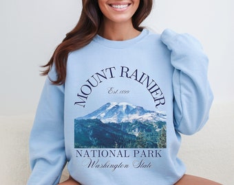 Mount Rainier National Park Sweatshirt, Retro Mt Rainier Washington Sweater, PNW Mountain Graphic Shirt, Vintage Hiking Camping Nature Gift