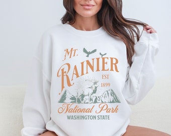Mount Rainier National Park Sweatshirt, Retro Mt. Rainier Washington Sweater, PNW Mountain Shirt, Vintage Hiking Camping Nature Gift