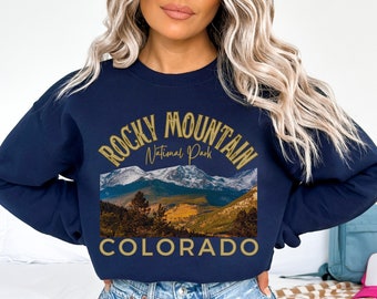 Rocky Mountain National Park Sweatshirt, Colorado Retro Crewneck