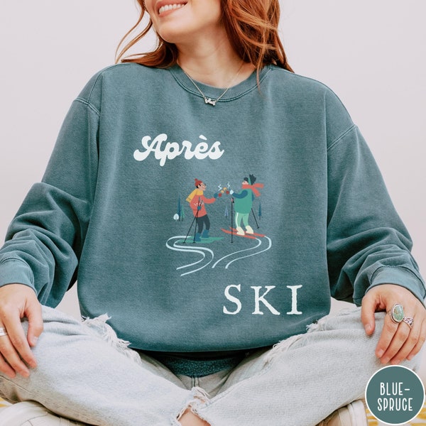 Retro Apres Ski Komfort Farben Sweatshirt Wintersport Skifahrer Pullover Vintage Skiing Shirt Mädchen Reise Wochenende Rundhalsausschnitt Urlaub Pullover Geschenk