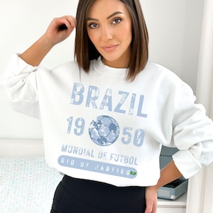 Vintage Brazil 1950 World Cup Sweatshirt, Retro Mundial De Futbol Sweater, Football Rio De Janeiro Shirt, Soccer Fan Cewneck, Futebol gift