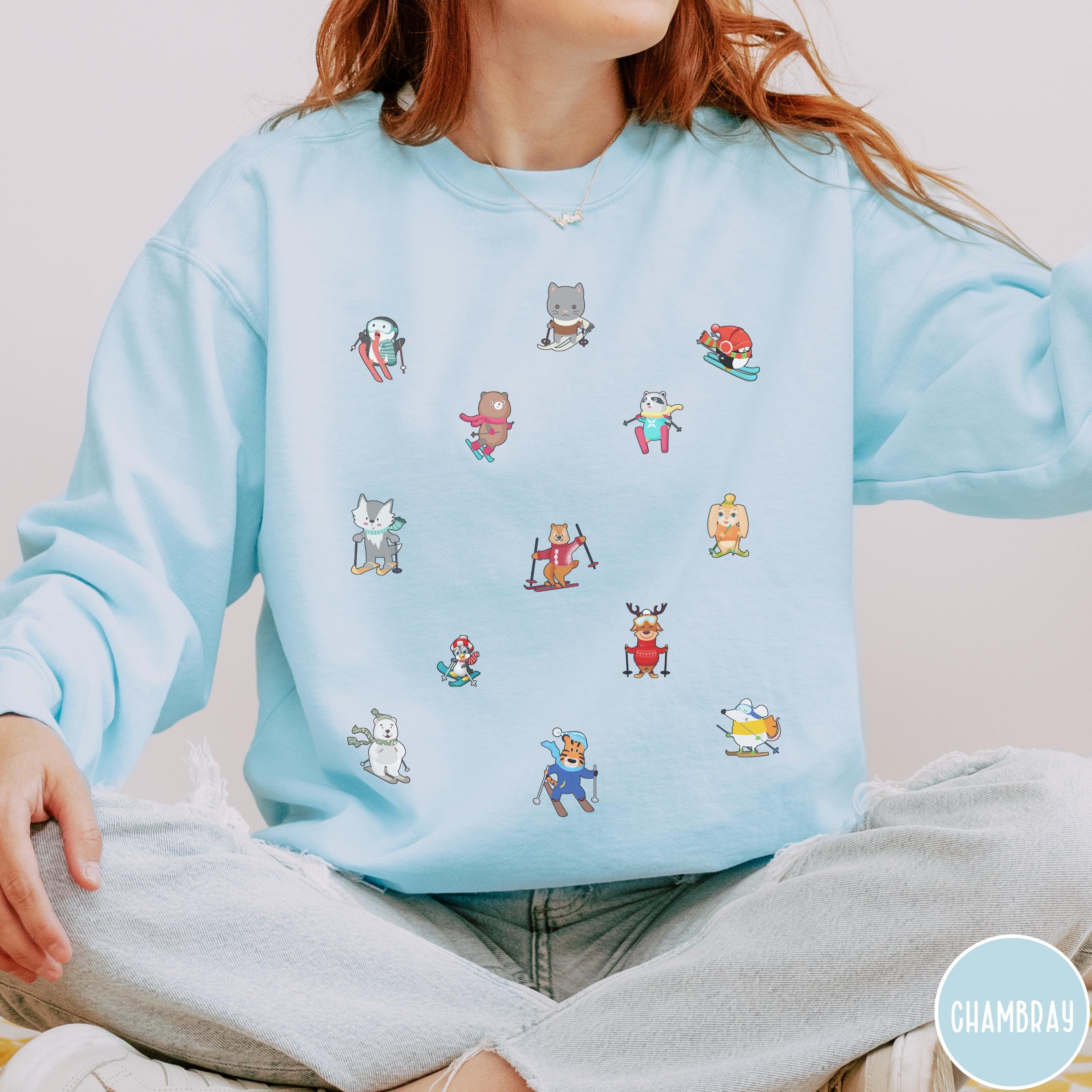 Sweatshirt with Skiers Print