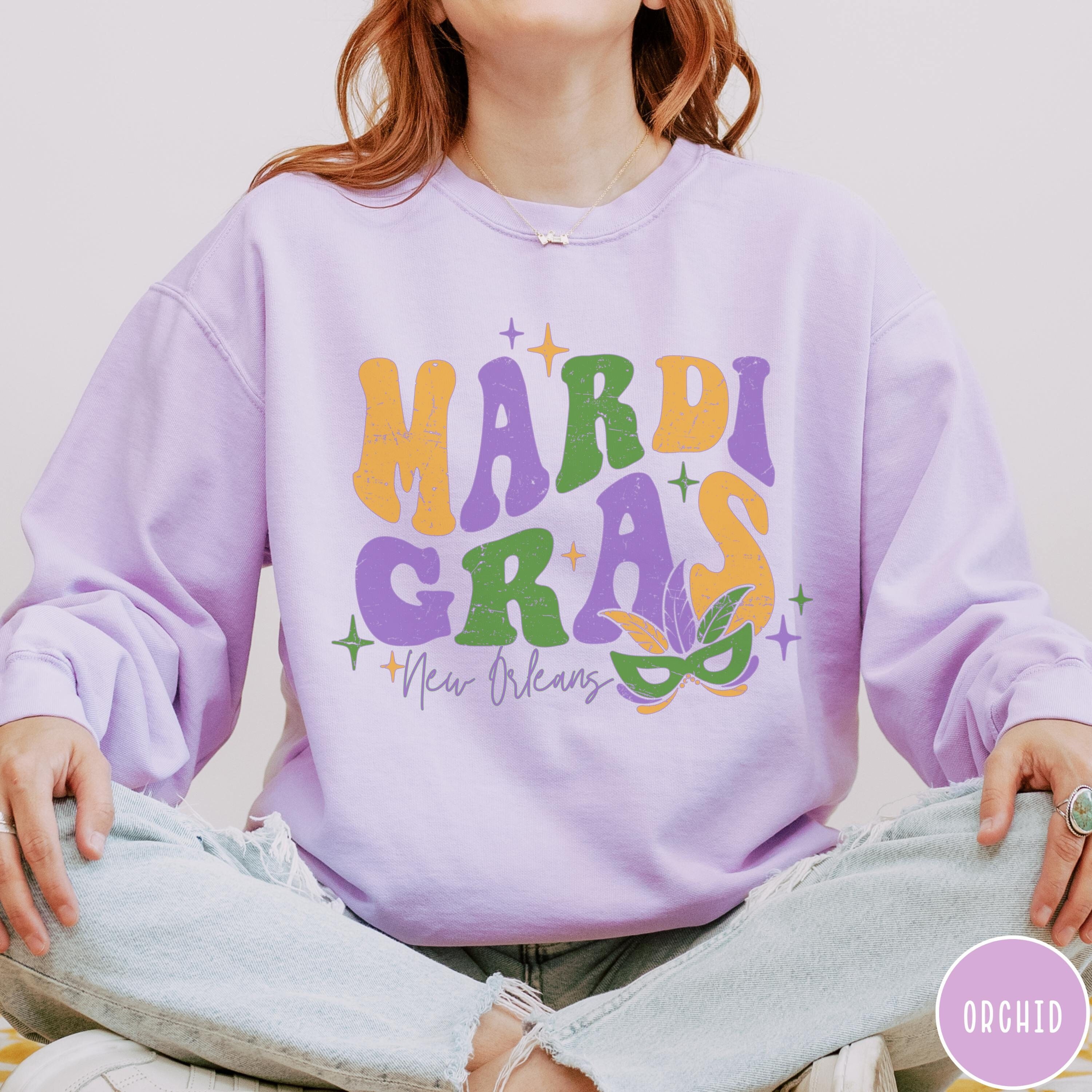 Retro Mardi Gras Sweatshirt, New Orleans Carnival, Comfort Colors