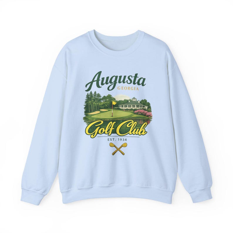 Augusta Georgia Golf Club Sweatshirt, Vintage Golf Graphic Crewneck, Southern Golf Aesthetic sweater, Masters Inspired shirt Golf lover gift Light Blue