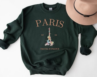 Moletom com estampa da Torre Eiffel em aquarela, perfeito para viagens a Paris, França.