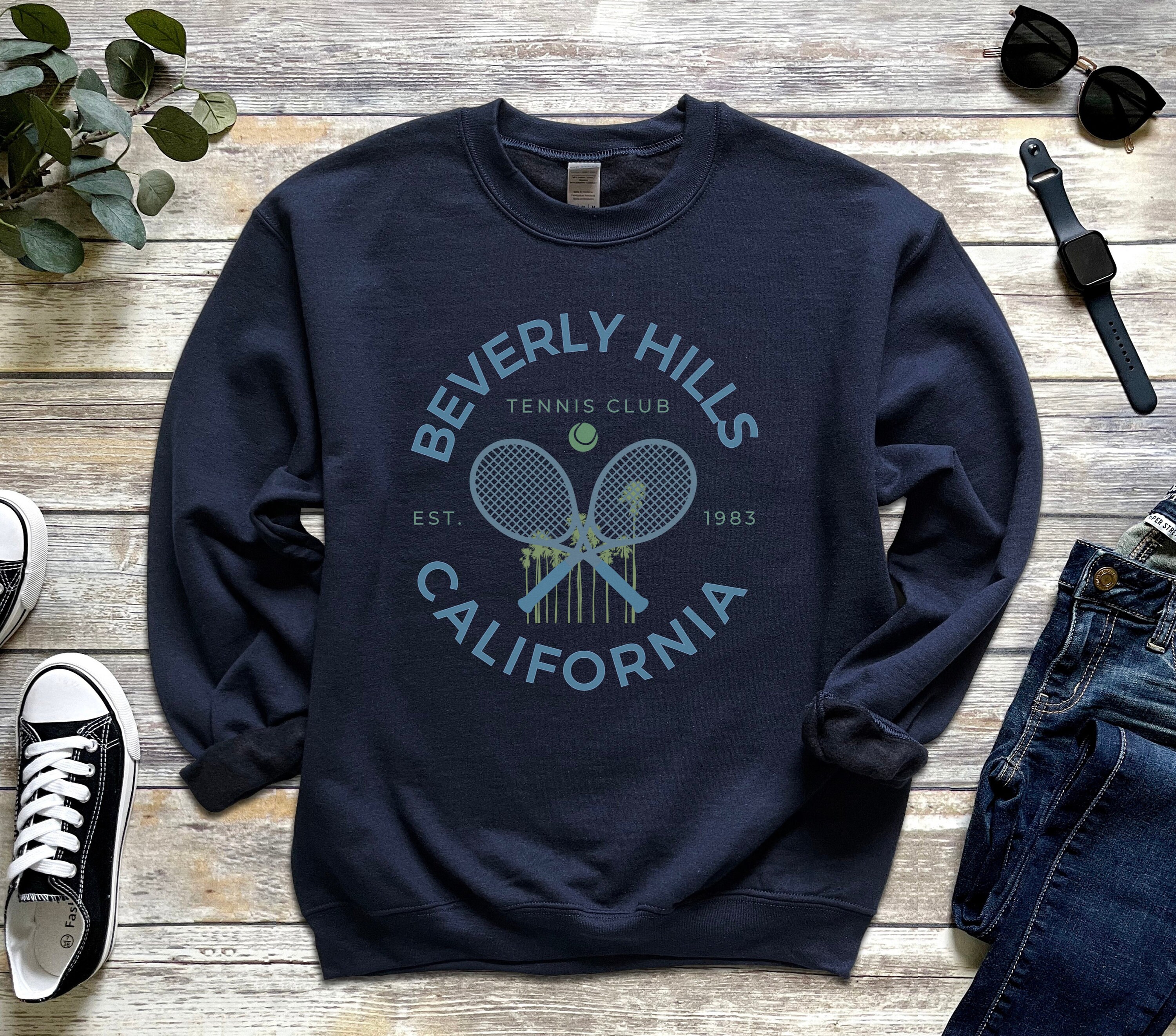 Beverly Hills Tennis Club California Sweatshirt Los Angeles Sweater Hollywood Athletics Shirt Golden State Racquet Ball Tee Sporty Tees Etsy UK