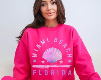 Miami Beach Seashell Sweatshirt, Retro Florida Crewneck