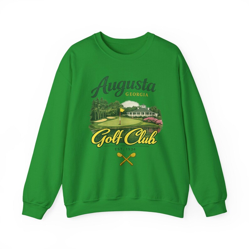 Augusta Georgia Golf Club Sweatshirt, Vintage Golf Graphic Crewneck, Southern Golf Aesthetic sweater, Masters Inspired shirt Golf lover gift Irish Green