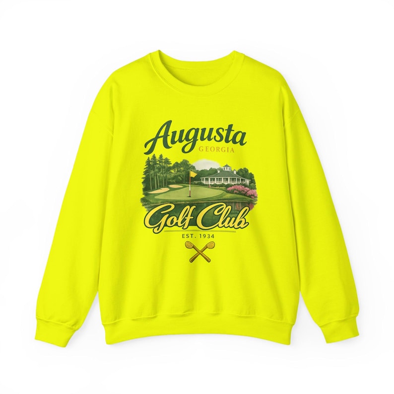 Augusta Georgia Golf Club Sweatshirt, Vintage Golf Graphic Crewneck, Southern Golf Aesthetic sweater, Masters Inspired shirt Golf lover gift Safety Green