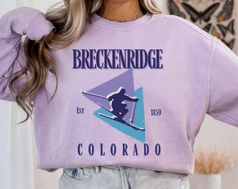 Breckenridge  Colorado Ski Comfort Colors Sweatshirt, Retro Breck Sweater, Skiing Gift, Mountain Apparel, Shirt for Skier, Winter Trip tee