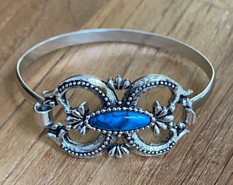 Vintage Sarah Coventry Faux Turquoise Bangle, 'Blue Cloud' Design