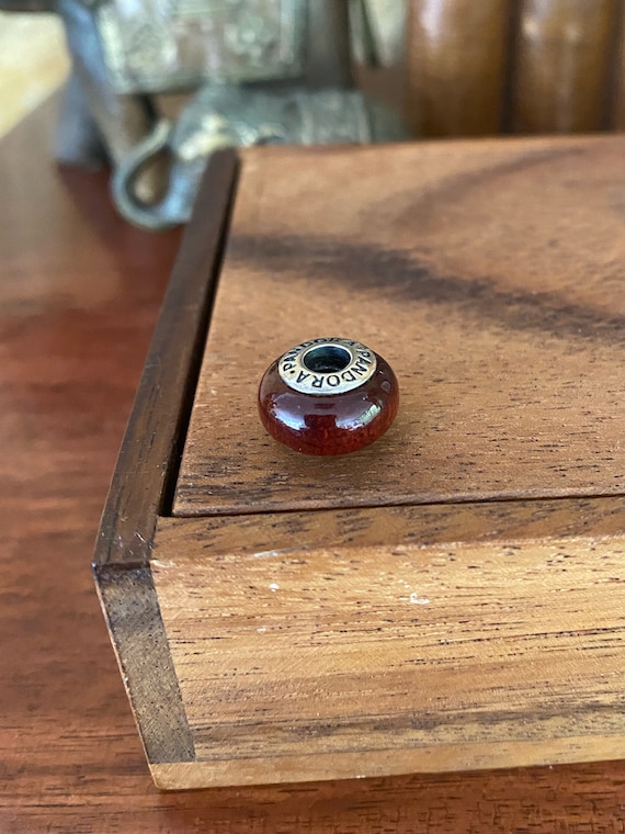 Vintage Pandora Muirapiranga wood sterling silver ALE wood charm bead. 790703 Retired.