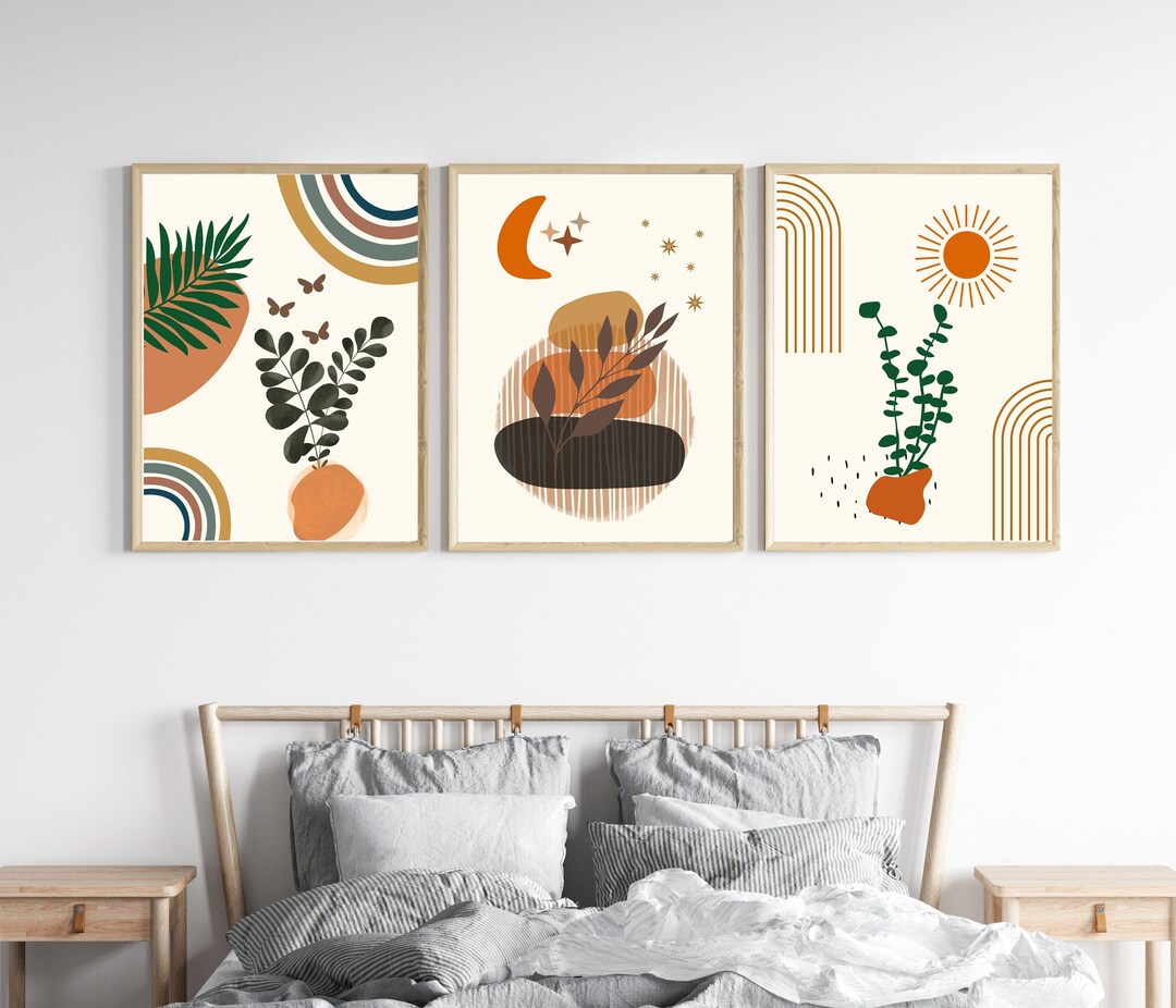 Boho Printable Art Set of 3, Boho Wall Art Set, Boho Wall Art Prints